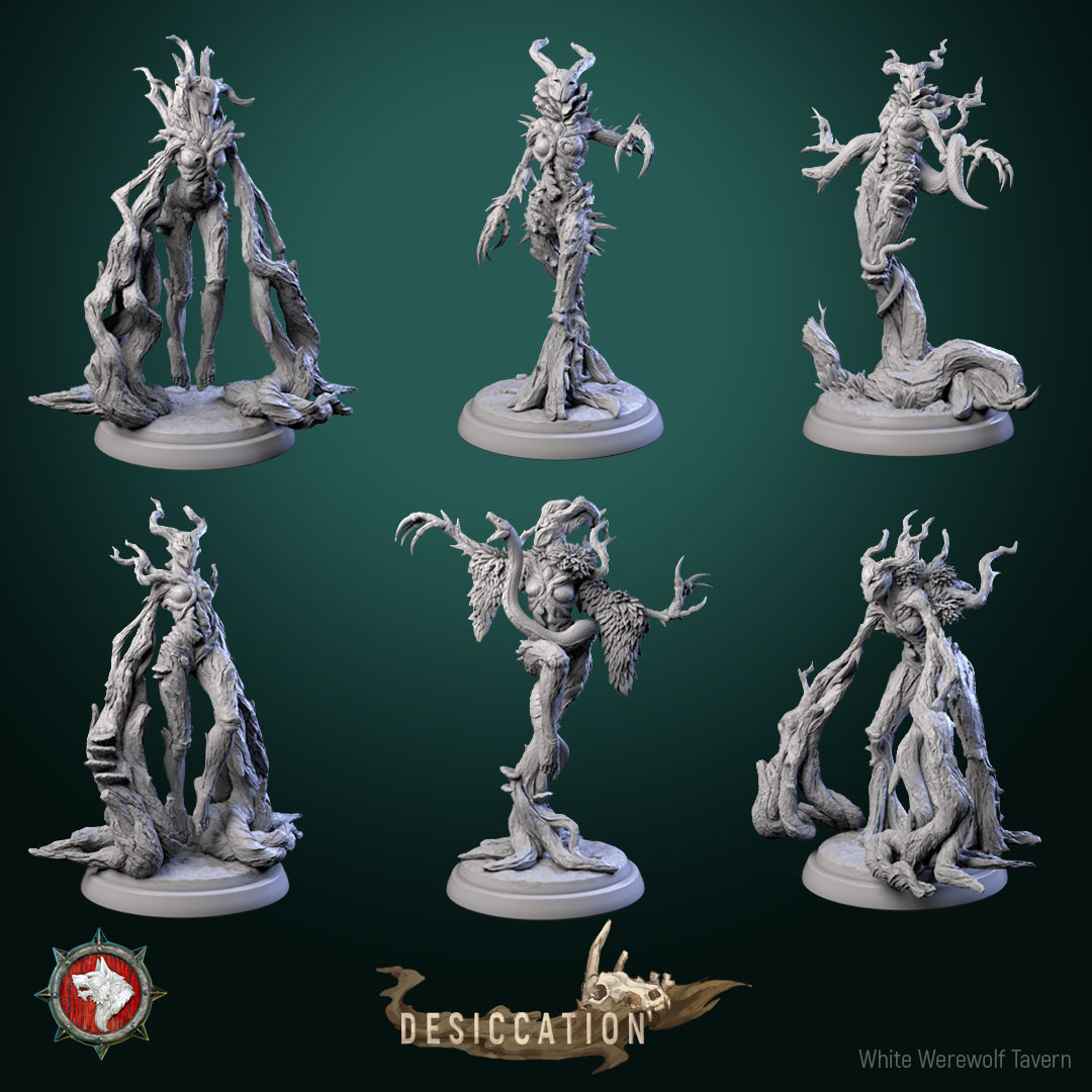 Infected driade 32mm set 6 miniatures pre-supported + dnd 5e stats block